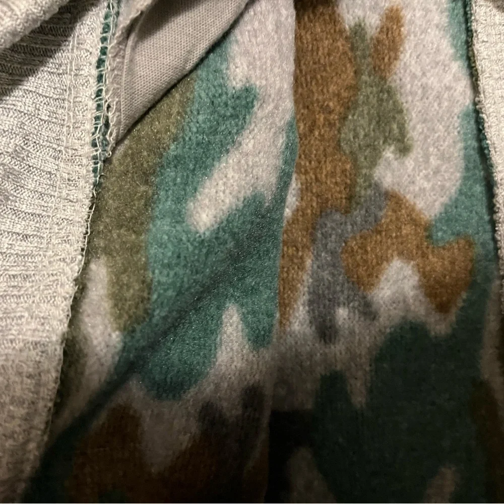 Camouflage and grey knit pants and sweater (fleece lined)